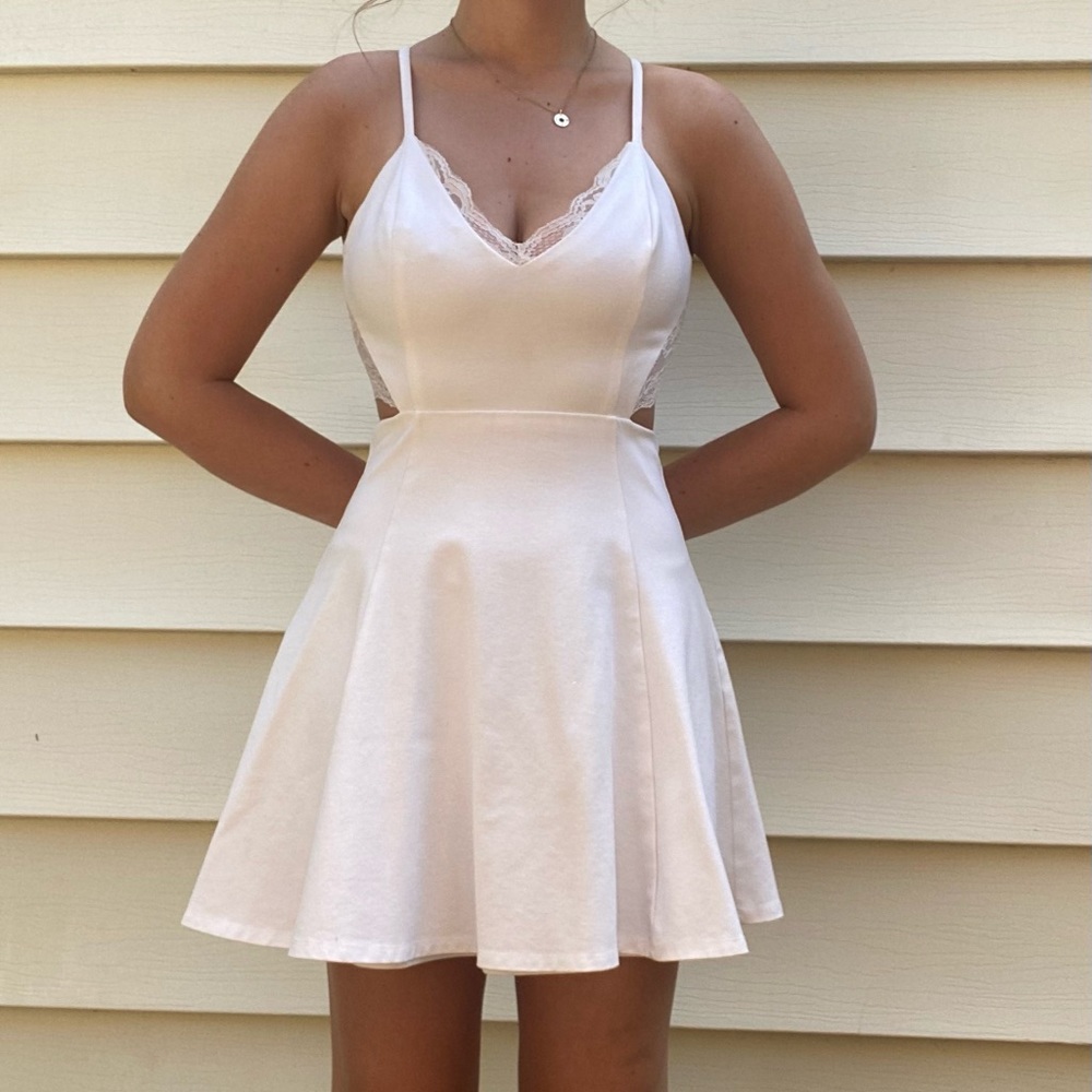 Lush White Lace Mini Formal Dress